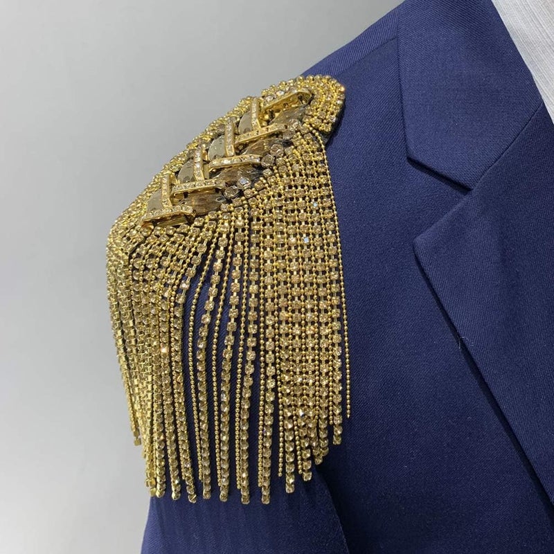 TENDYCOCO Halloween Costumes Tassel Epaulet Shoulder Pads Rhinestone Shoulder Board Costume Shoulder Jewelry Shoulder Badge Decor for Suit（Golden） Mens Clothing - Image 5